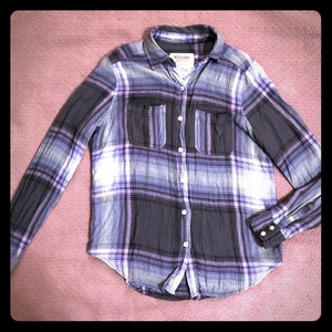 Mossimo plaid shirt purple & gray button down‎ XS